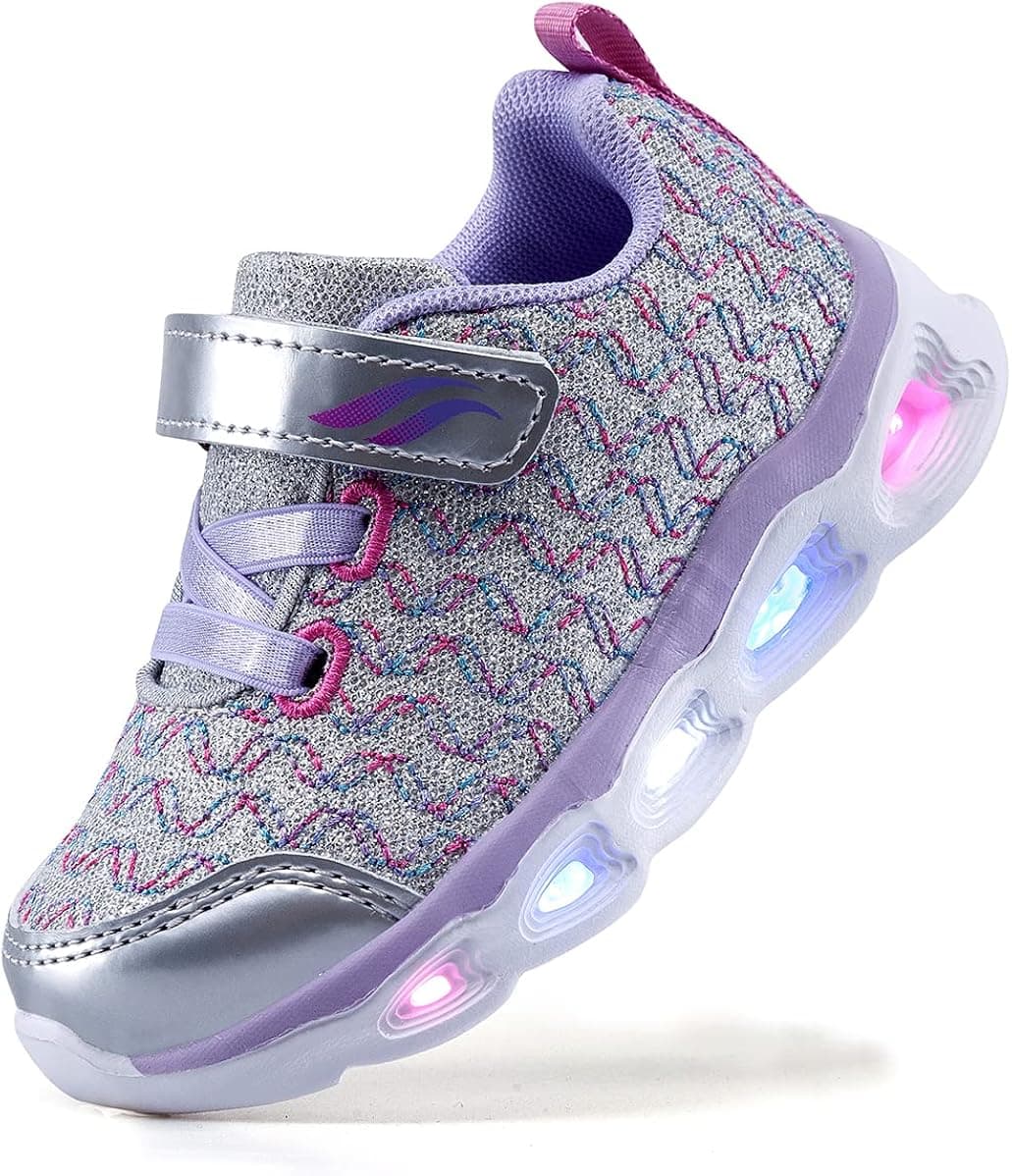 Zoneyue Toddler Girls Light Up Shoes Little Kids Led Flashing Running Sneakers
