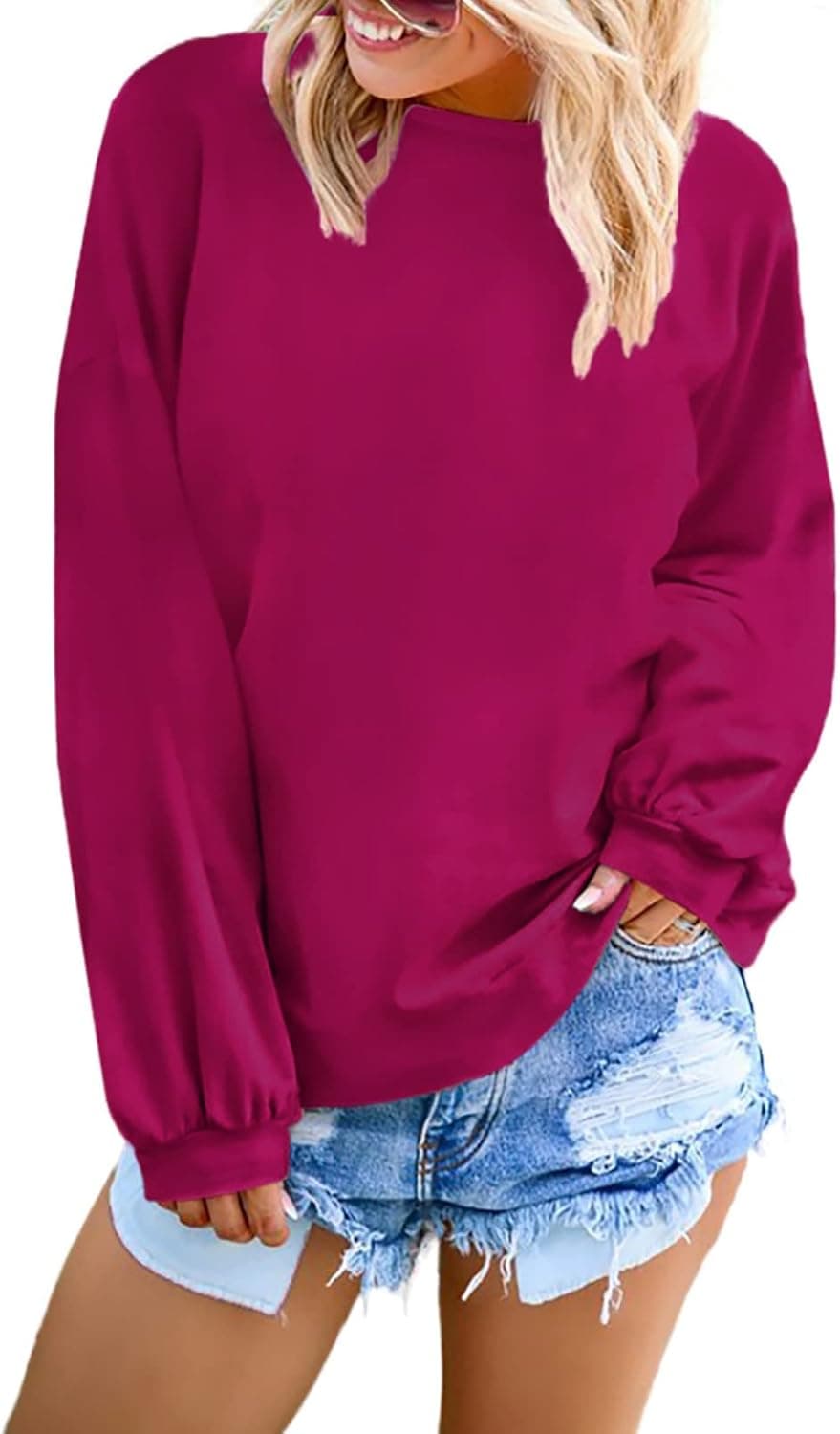 Eytino Women Long Sleeve Sweatshirt Colorblock Tie Dye Printed Pullover Tops(S-2XL)