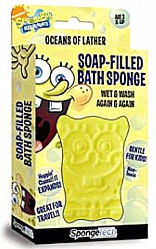 Spongetech Sponge Bob Square Pants Soap-filled Bath Sponge, Yellow (Pack of 3)