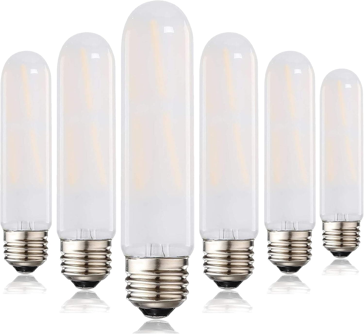 LEOOLS T10 Led Frosted Bulb, 8W Dimmable Tubular LED Light Bulb,Equivalent 40 Watt Light Bulbs, Frosted Glass, E26 Base, for Cabinet Display Cabinet etc. (4000K Daylight White, 6 Pack)