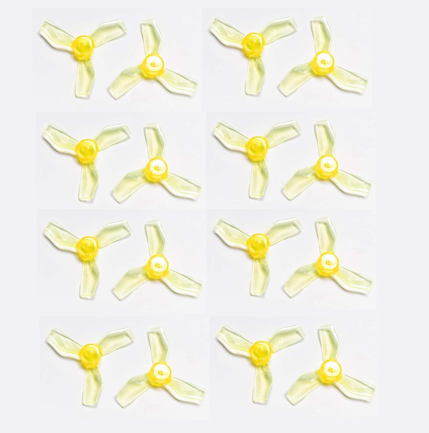 Genuine Gemfan 1219 3-Blades (1.2x1.9x3, 1 mm Hub) Propellers by RAYCorp. 16 Pieces(8CW, 8CCW) Clear Yellow - Polycarbonate 1.2-inch Tri Blades Quadcopters & Multirotors Props + RAYCorp Battery Strap