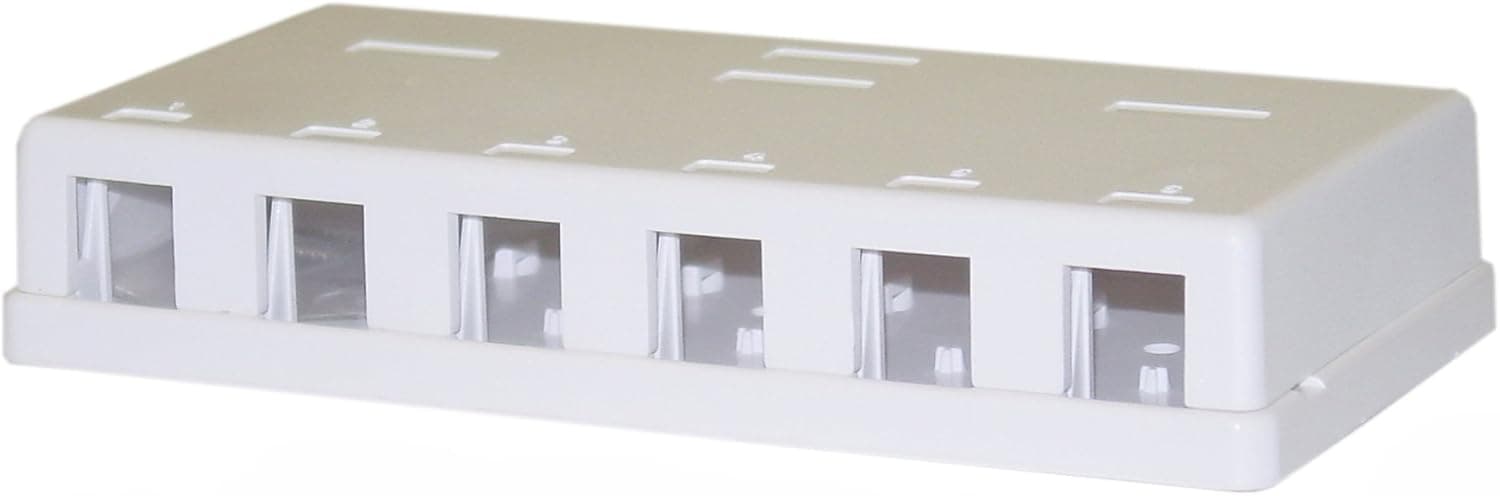 Blank Surface Mount Box for Keystones, 6 Hole, White (CNE43712)