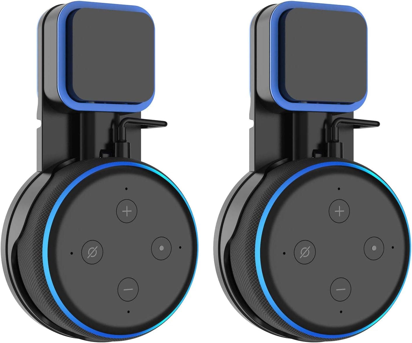 SPORTLINK Echo Dot (3rd Gen) Wall Mount, No Muffled Sound, Exposed Speaker, Hides The Long Cord (Black - 2 Pack)