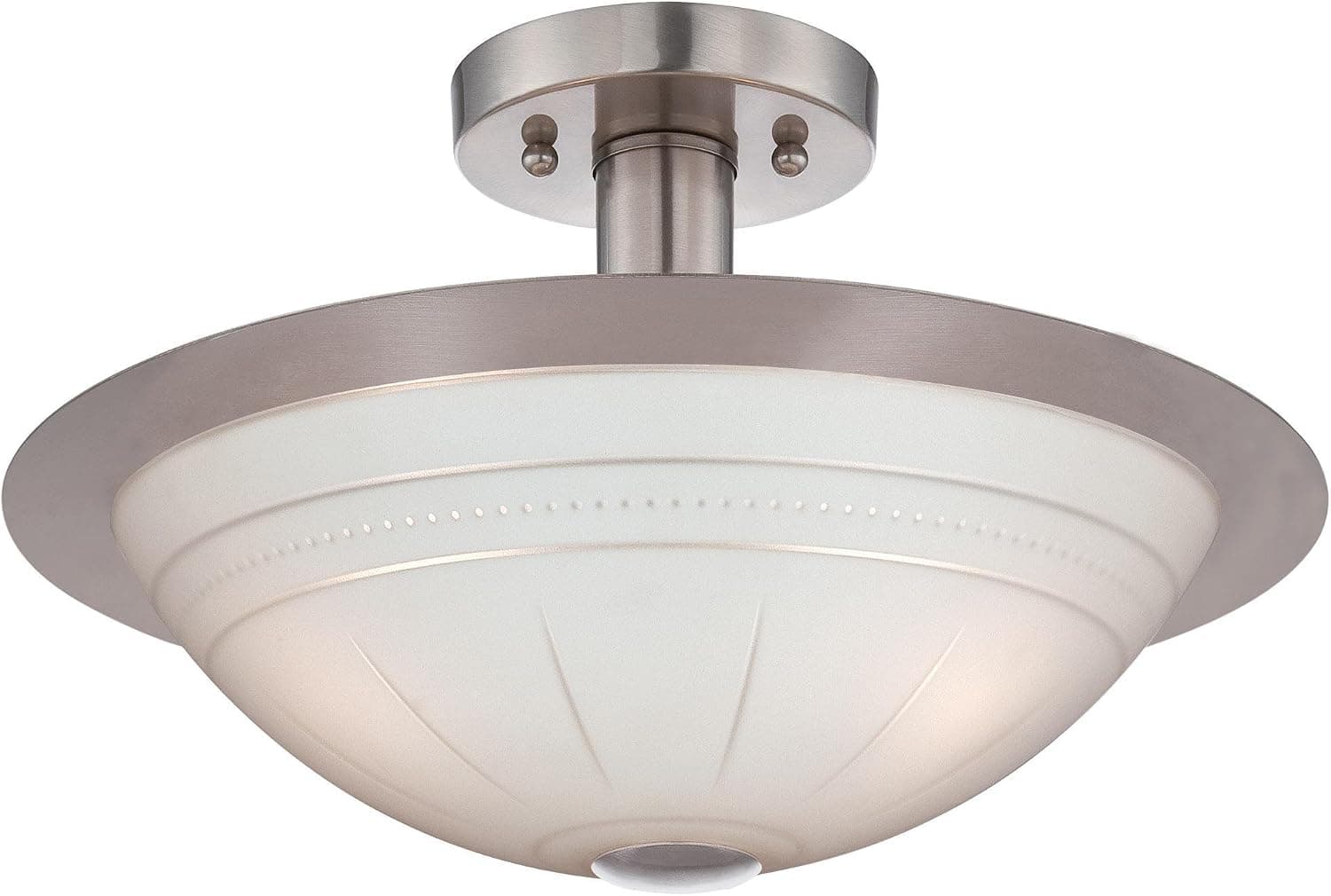 Lite Source LS-18458 Semi Flush Mount with Frosted Glass Shades, Steel Finish