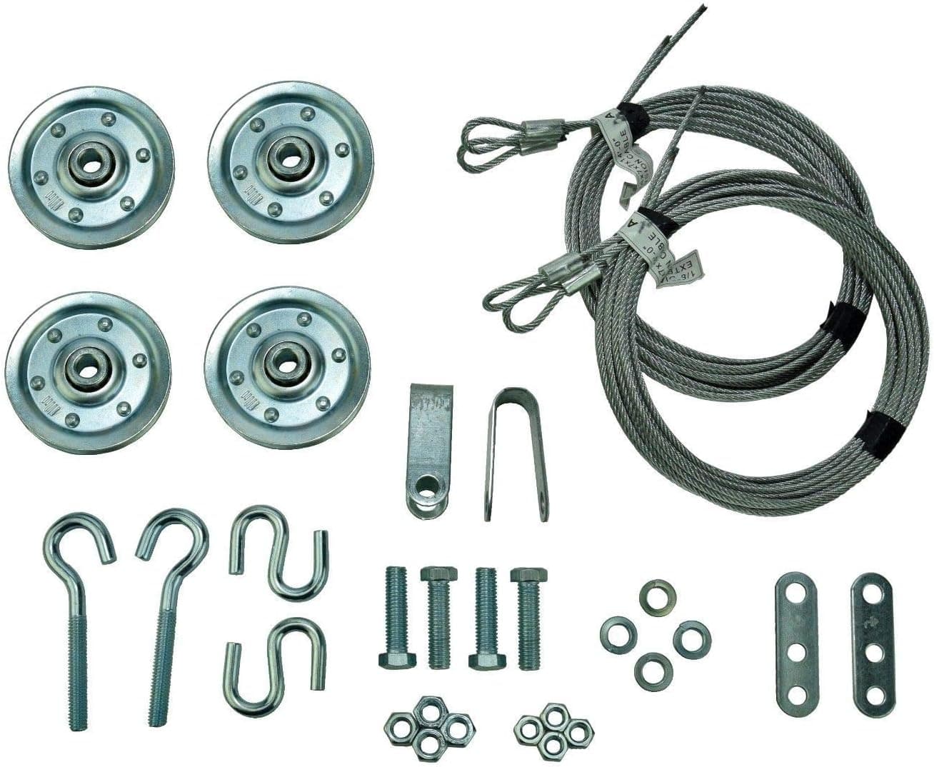 Garage Door Extension Spring Pulley Sheave Kit +SAFETY CABLES & INSTRUCTIONS (1set）