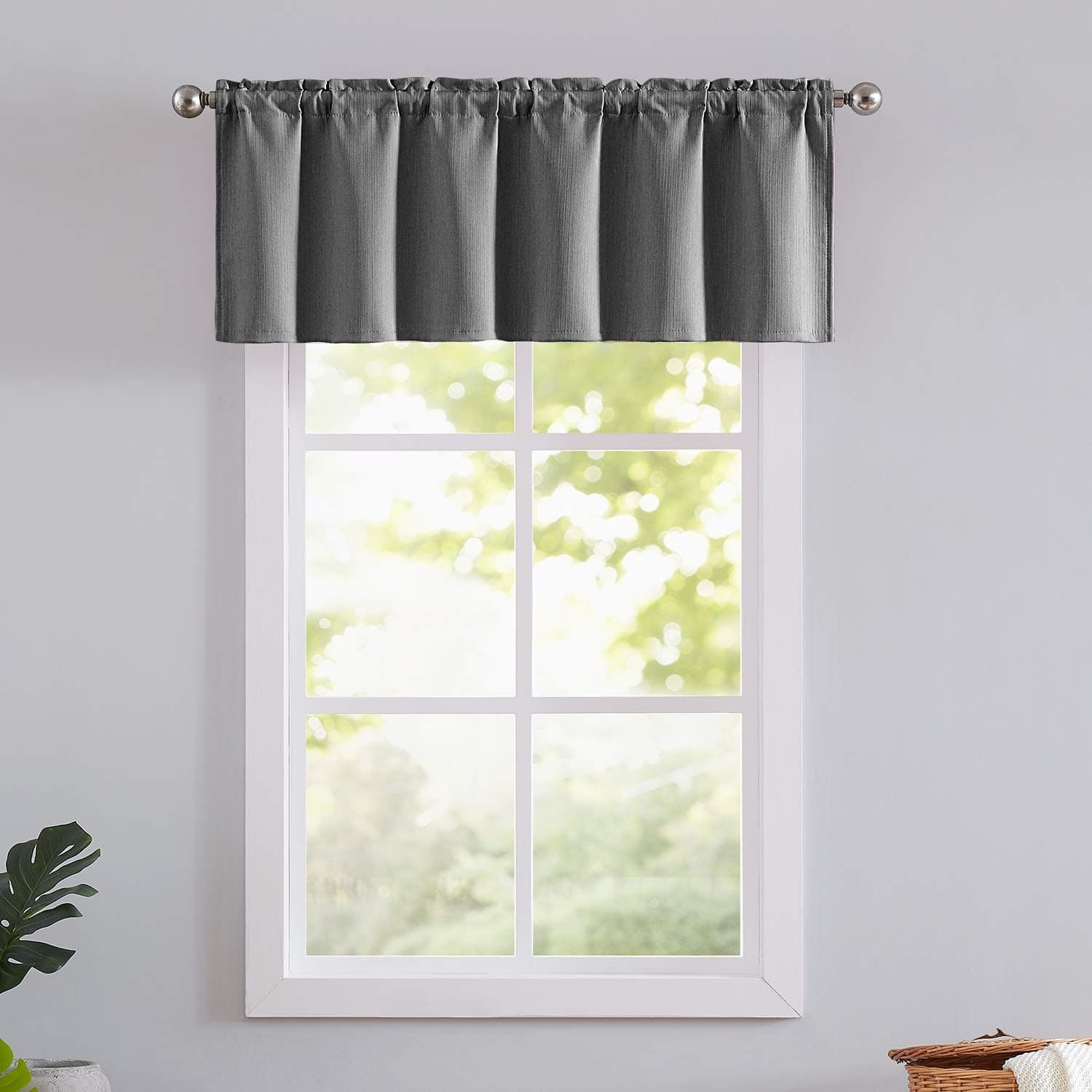 NATWIN Gray Valance Curtains for Bedroom Living Room Kitchen Window Rod Pocket 52-inch Width by 18" Length 1-Pack
