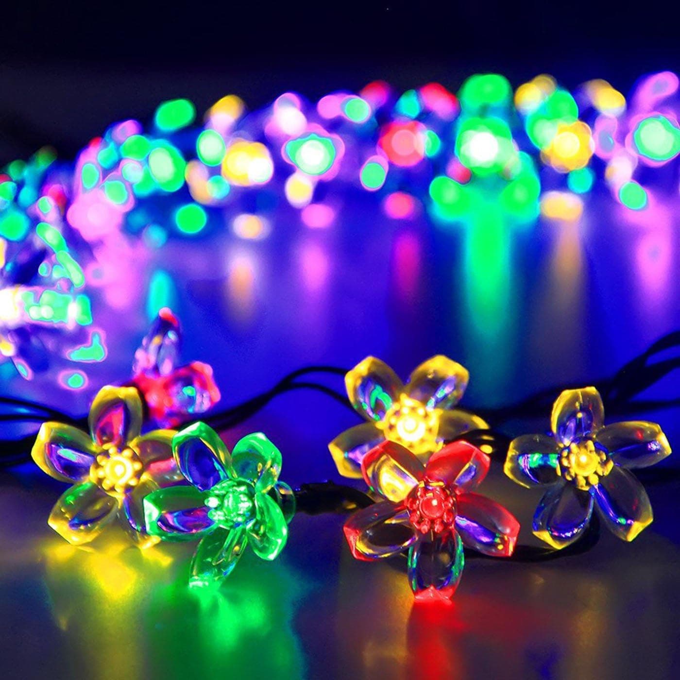 Valentine's Day Light Solar Outdoor Peach Flower String Lights Blossom Fairy Light 21 ft 50 LED Christmas Tree Waterproof String Lights for Garden, Home,Party and Festival Holidays  (Purple)