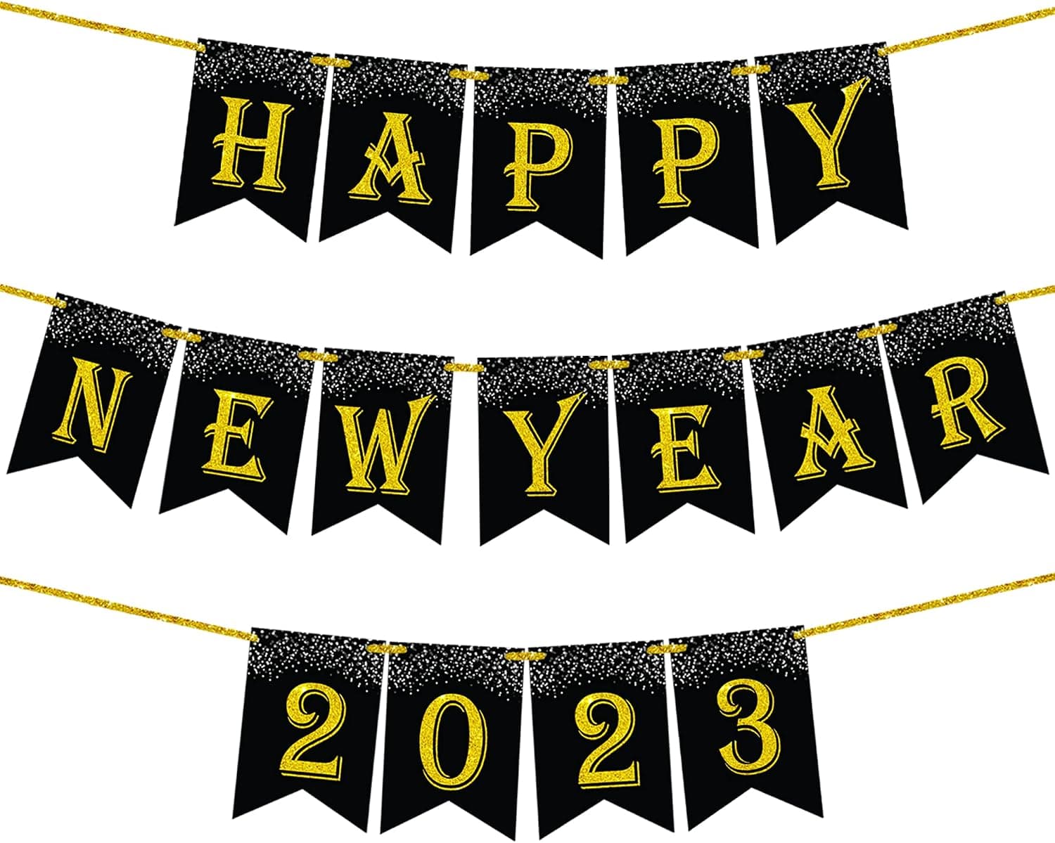 Glitter, Happy New Year Banner 2023 - 10 Feet, No DIY | Happy New Year Sign, 2023 Sign | Happy New Year Decorations 2023 Banner | New Years Banner | New Years Eve Party Supplies 2023 | NYE Decorations