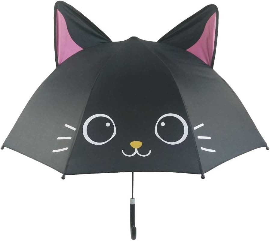 Spring Color Adorable and Durable Kids Umbrella – Children’s Rainy Day Umbrella (Black Cat)