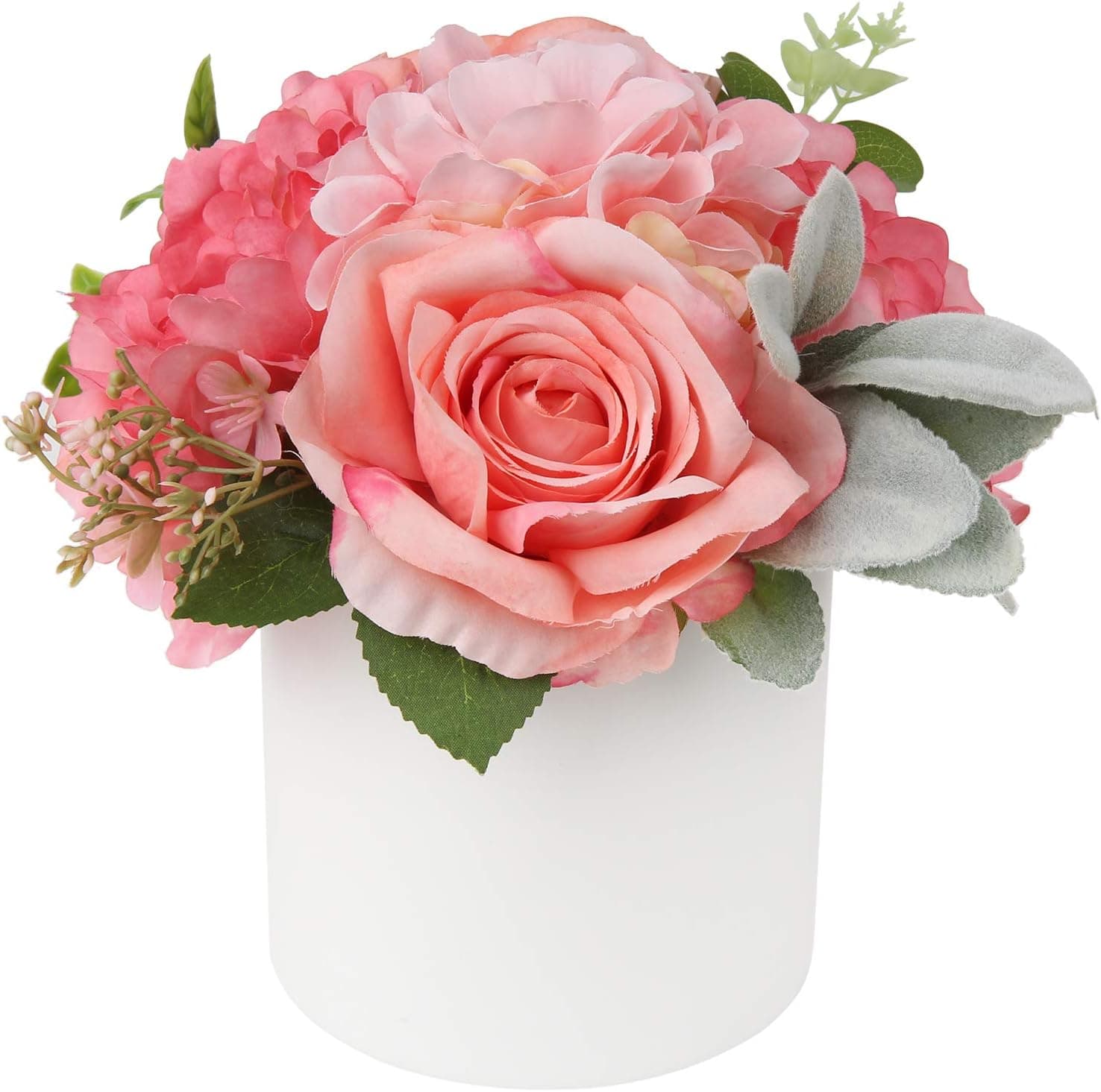 Potted Artificial Flowers Fake Flowers in Pots for Decoration Artificial Flower Arrangements in Vase Pot for Home Farmhouse Office Table Centerpieces Shelf Decor Peach Fake Flowers in Vase-Ceramic