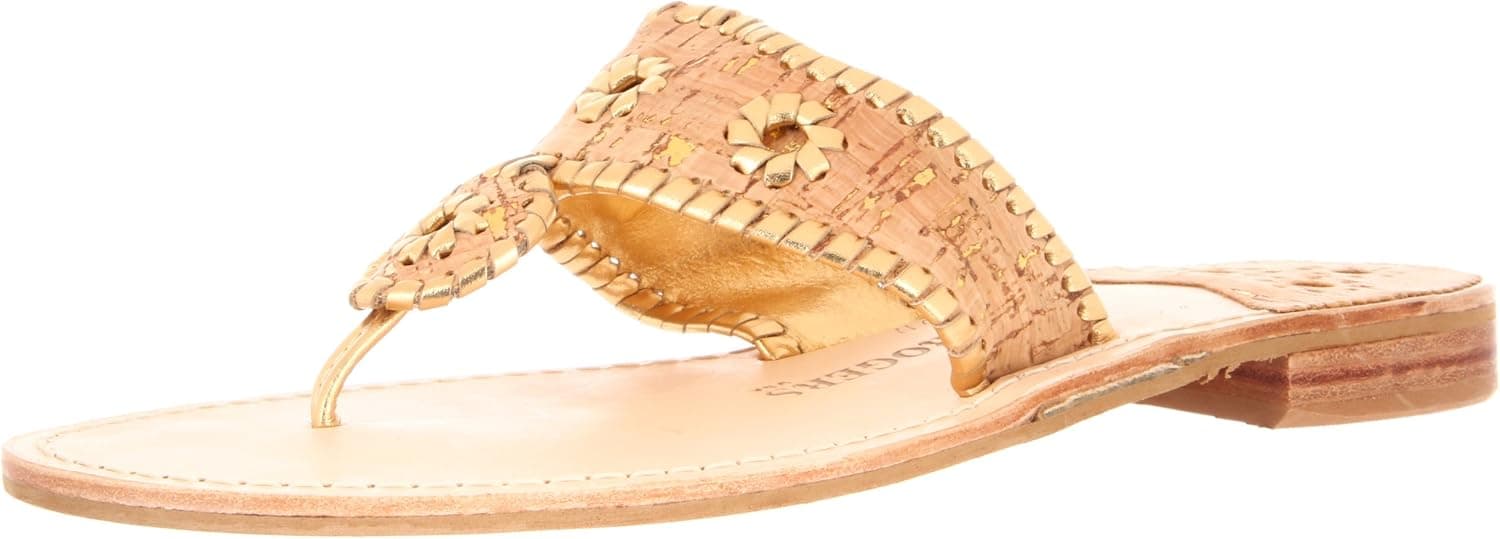 Jack Rogers Navajo Hamptons Women's Flat Thong Sandal White/Platinum