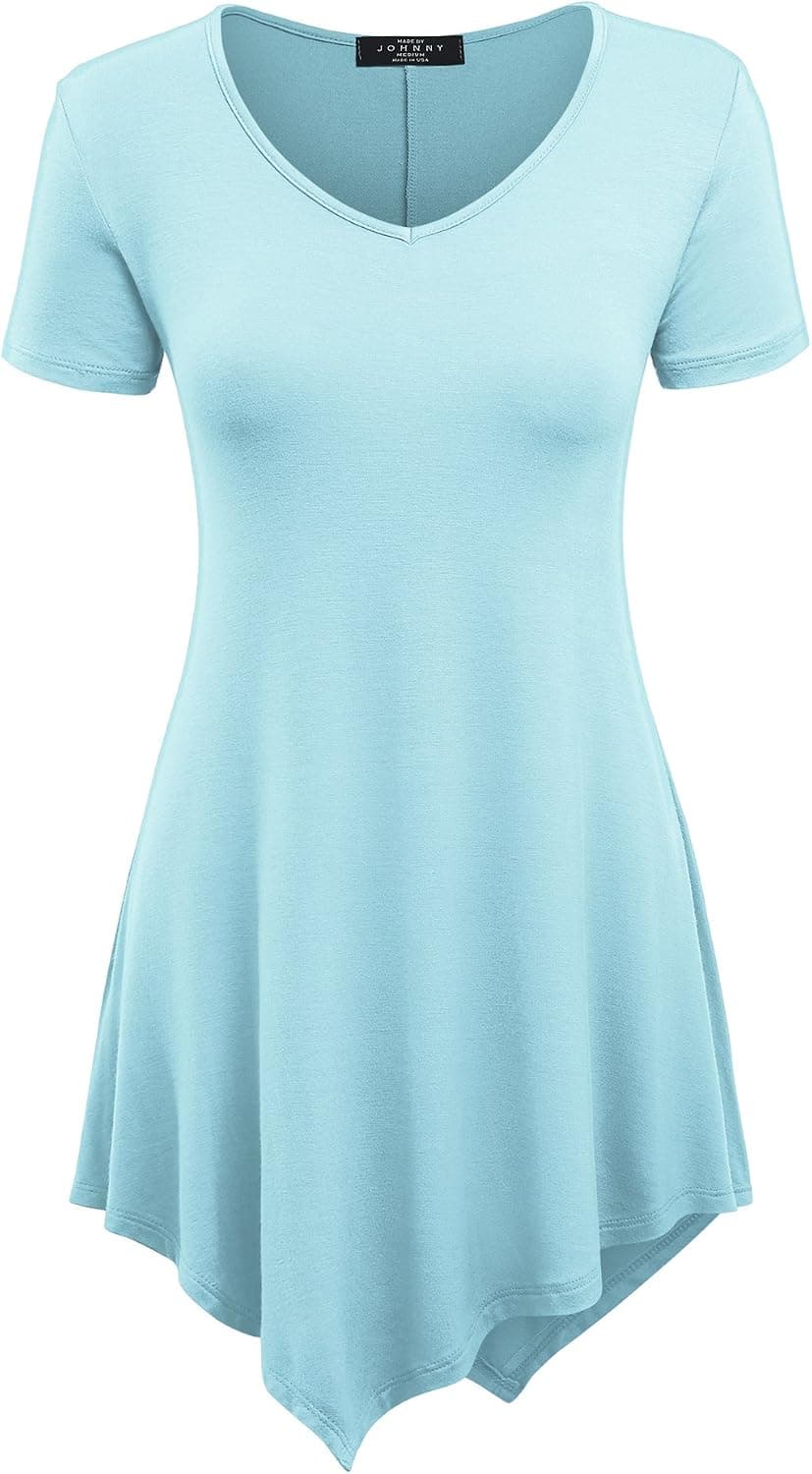 Made By Johnny Women's Short Sleev Swing Shirt Casual Tunic Top