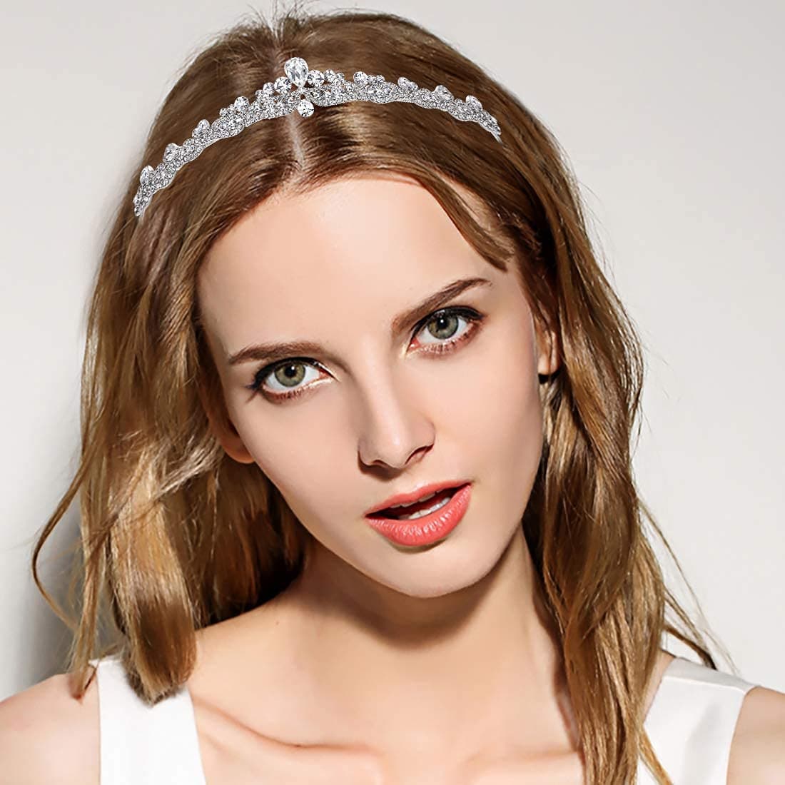 EVER FAITH Women's Austrian Crystal Wedding Teardrop Hair Tiara Headband Clear Silver-Tone