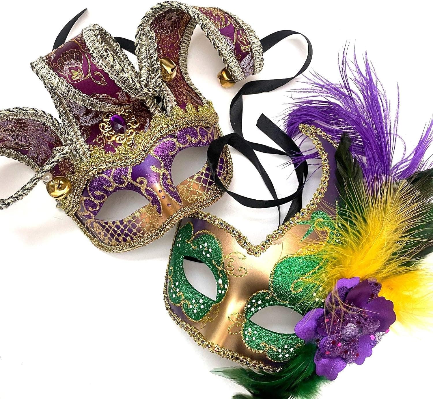MASQ Couples Masquerade Jolly Jester Mask Cosplay Mardi Gras Prom Dance Birthday Party Wear or Deco (Mardi Gras)
