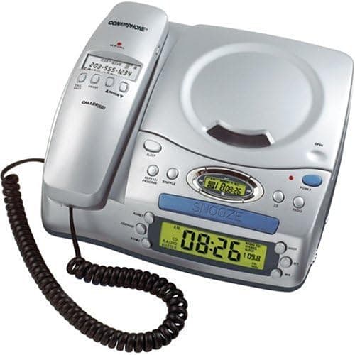 Conair CID502 Corded Phone with Caller ID, Clock Radio, and CD Player (Metallic Silver)