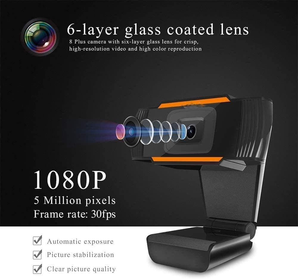 KOEA-1080P HD Webcam with Microphone, Streaming Computer Web Camera with 110-Degree Wide View Angle, USB PC Webcam for Video Calling Recording Conferencing，Online Video Learning