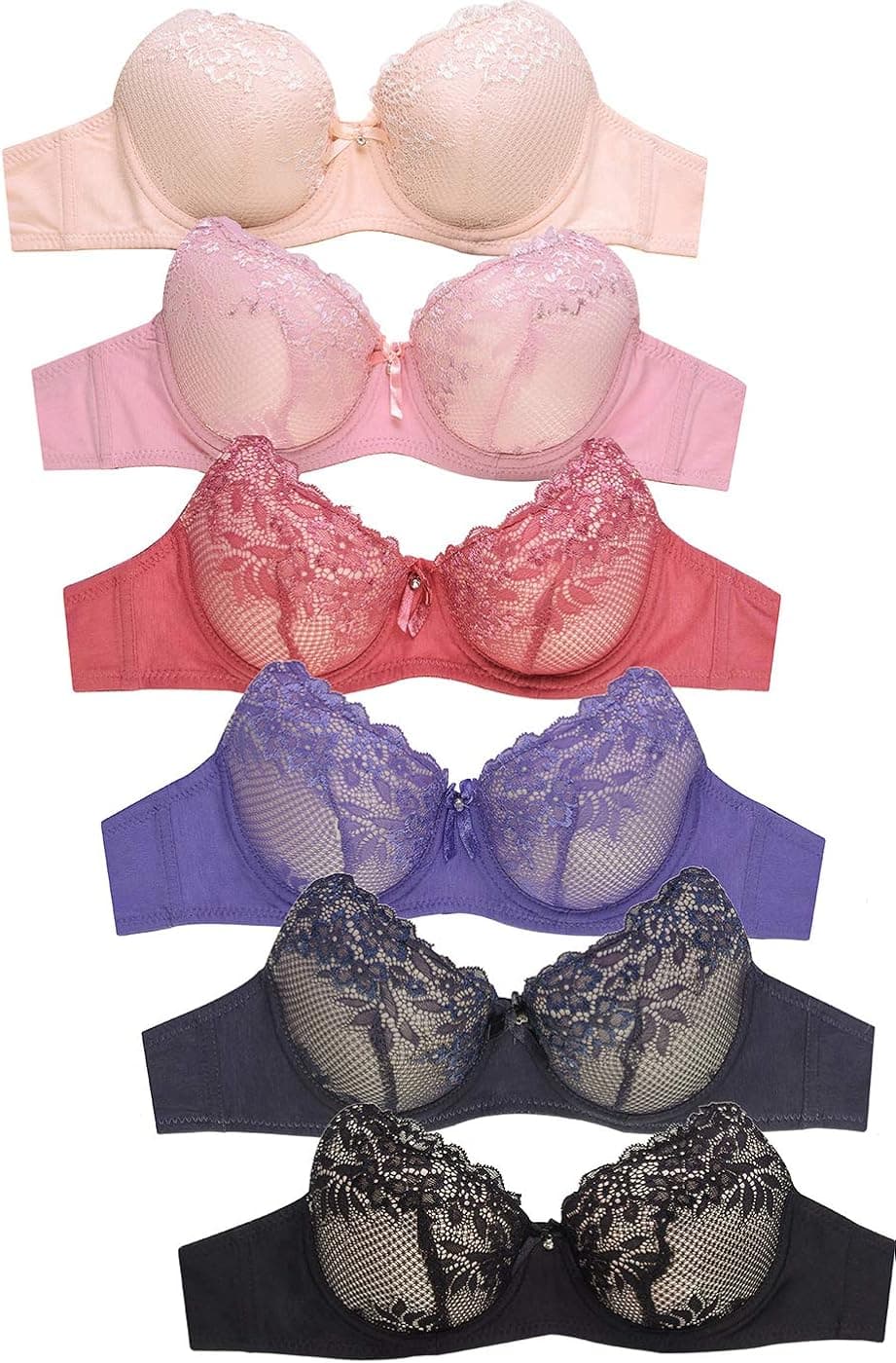 Women's Premium Lace Cotton Bra (6 Pack)