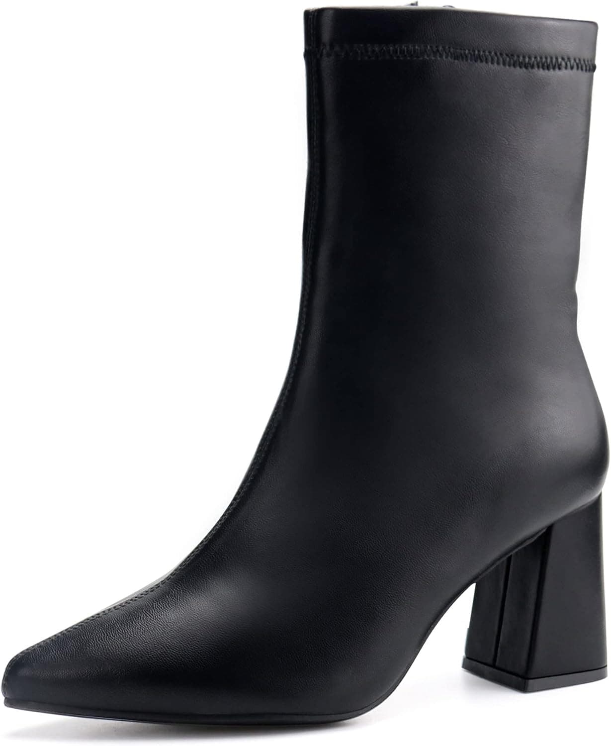JABASIC Women Ankle Boots Pointed Toe Boots Side Zipper Chunky High Heel Booties