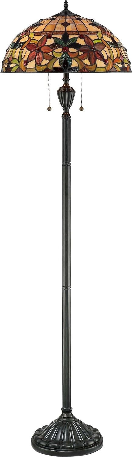 Quoizel TF878F Kami Flower Tiffany Floor Lamp, 2-Light, 200 Watts, Vintage Bronze (62" H x 18" W)