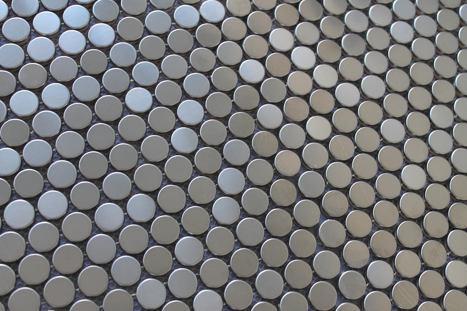 Small Sample - Stainless Steel Penny Round Mosaic Tiles