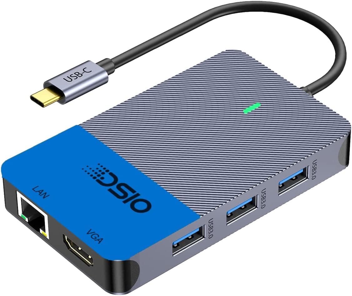 USB C Docking Station Triple Monitor, DSIO 9 in 1 USB C Hub-Blue
