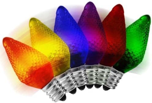 C7 LED - Color Christmas Changing - Faceted Finish - Candelabra Base - Christmas Lights - 25 Pack