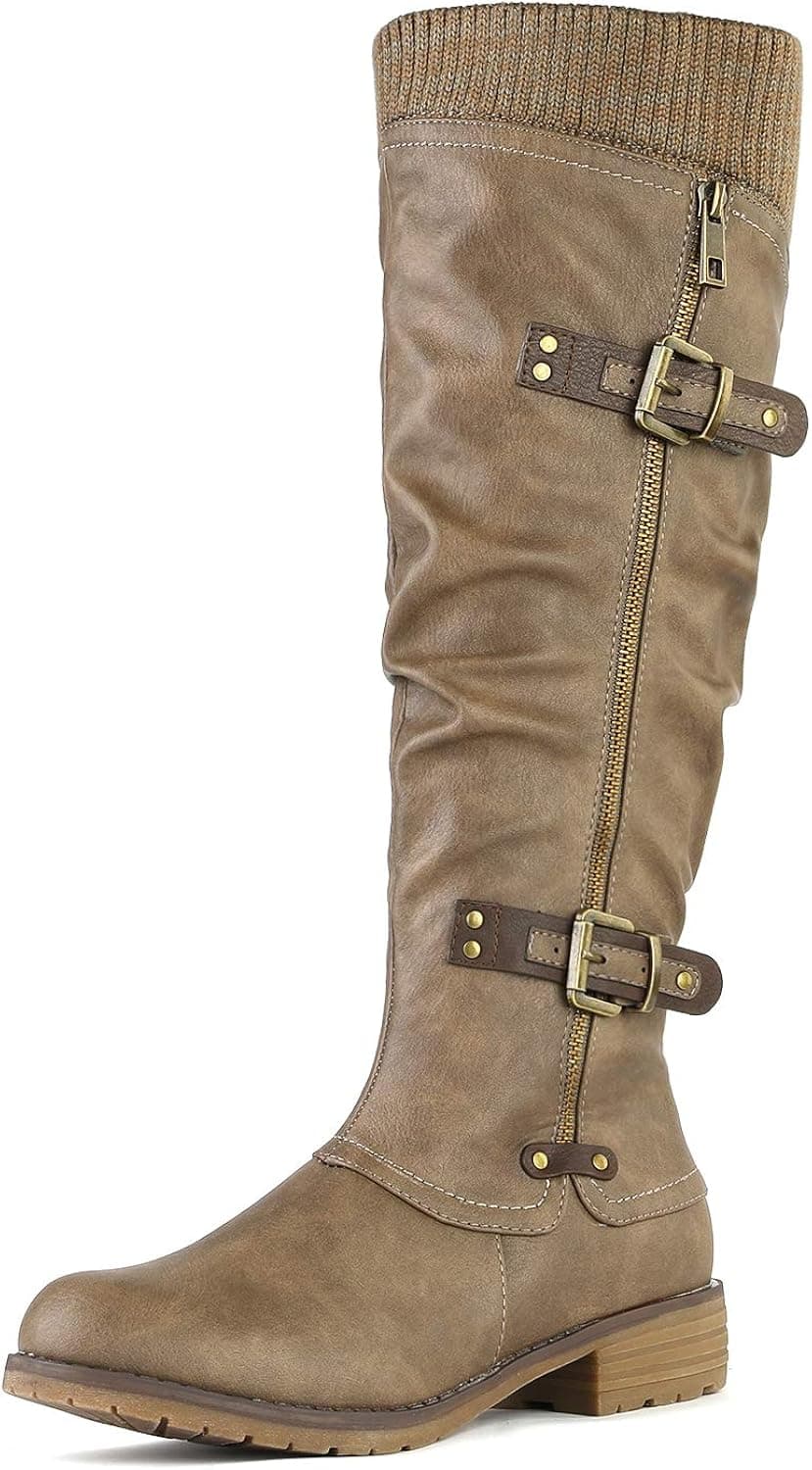 DREAM PAIRS Women's Depp Khaki Knee High Boots Size 8 B(M) US