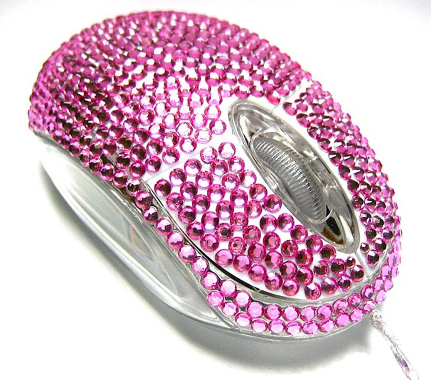 USB Optical Scroll Wheel Pink Crystal Rhinestone Computer Mouse