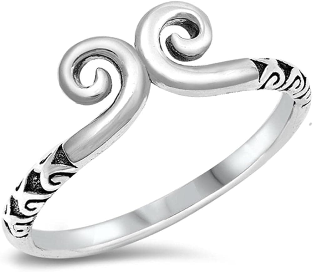 Celtic Swirl Double Wave Fashion Ring New .925 Sterling Silver Band Sizes 4-12