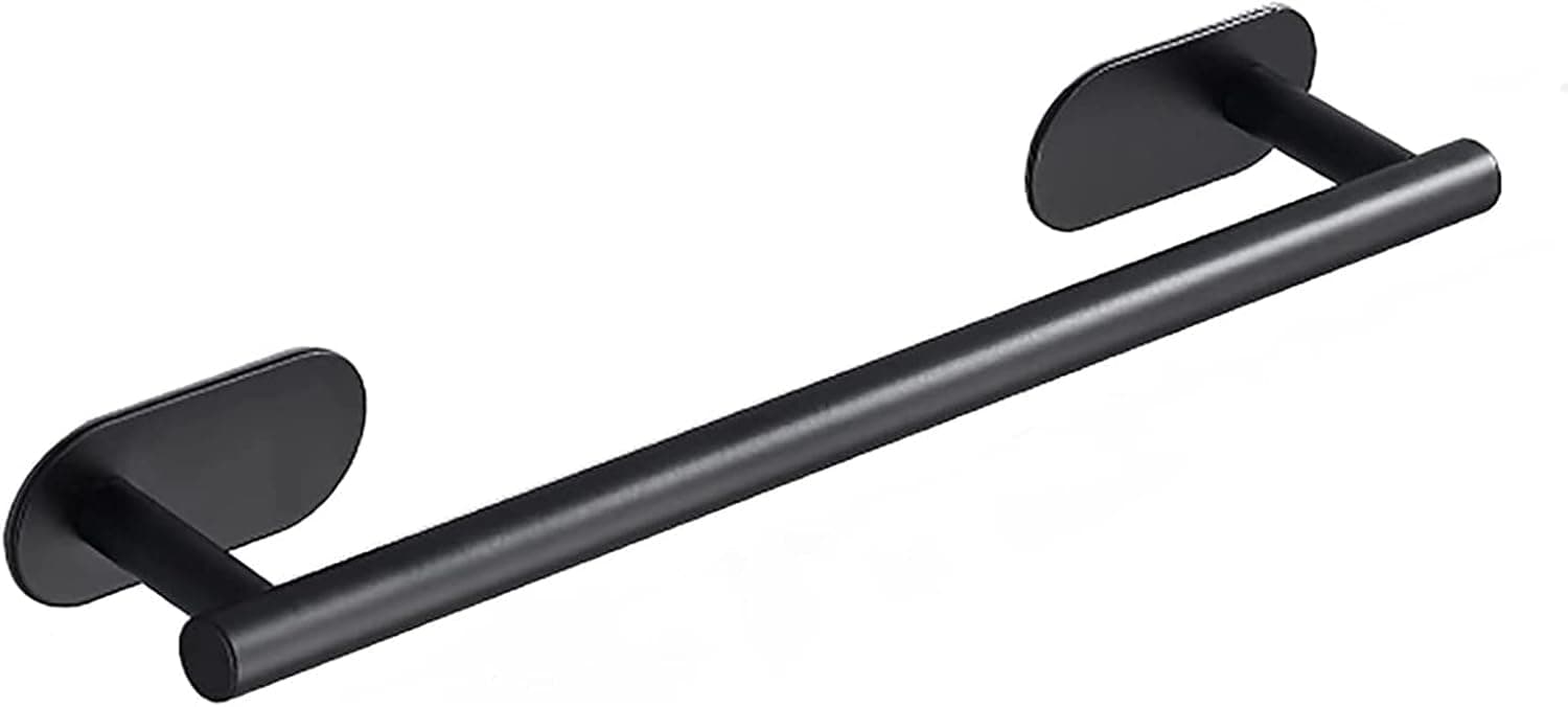 JOPOFI Self Adhesive Towel Bar Black 16-Inch, Stick On Bath Towel Rack No Drill, SUS 304 Stainless Steel Towel Holder - Matte Black