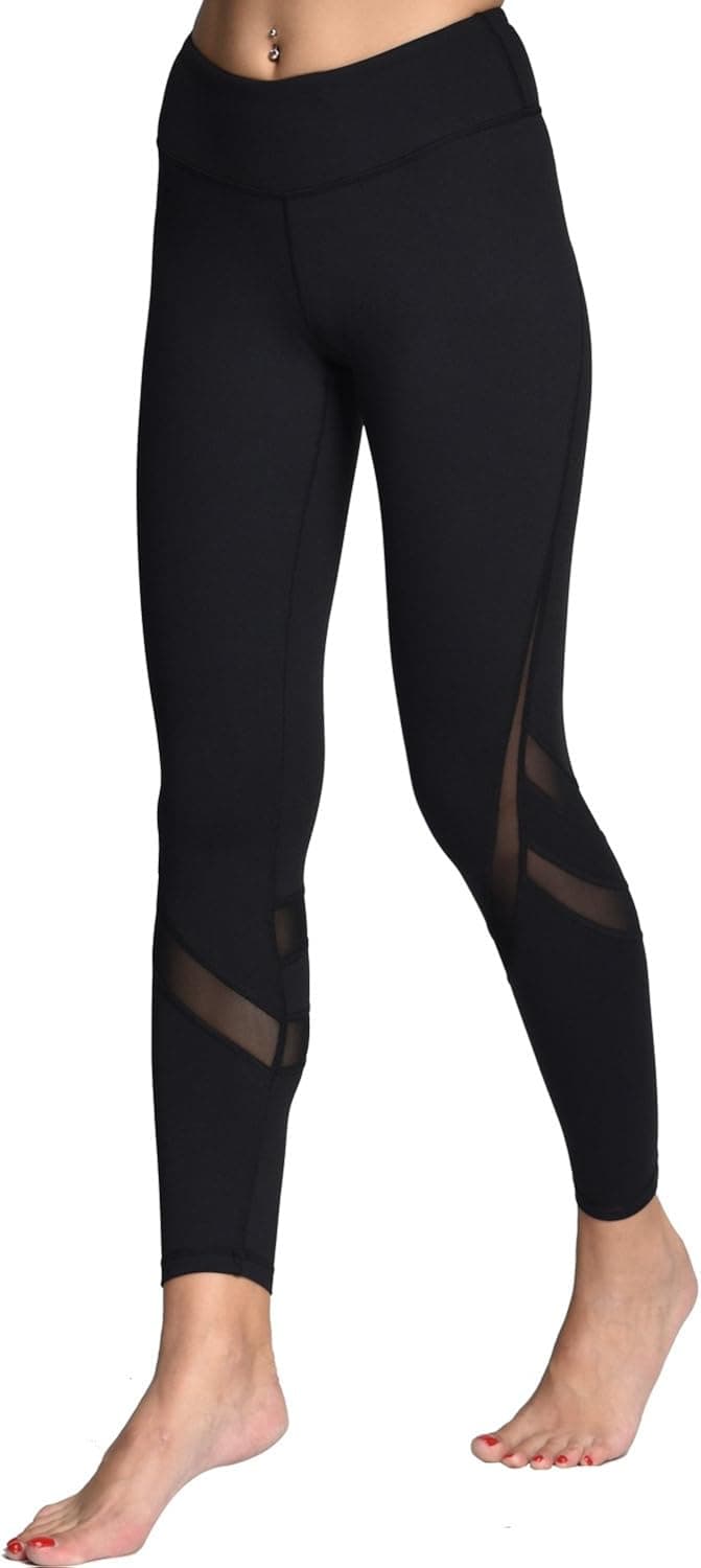 ONGASOFT Women's Yoga Capri Pants with Pockets High Waist Mesh Capri Legging for Workout