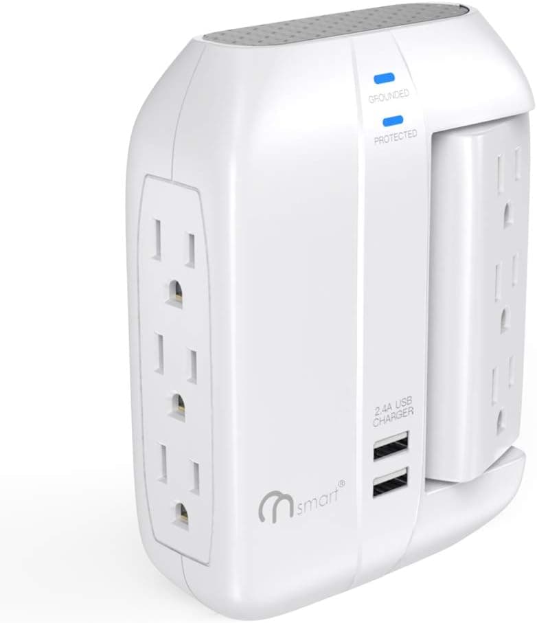 ONSMART Wall Tap Swivel Surge Protector 6-Outlet Power Strip 2 USB Charger, Portable Wall-Mount Socket, Smart Charging for Home, The Office, Travel