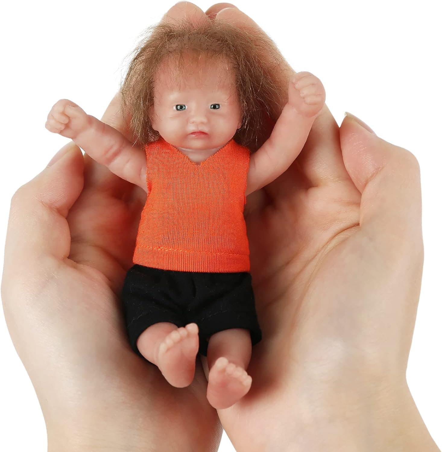 Vollence 4.7 inch Miniature Eye Open Full Body Silicone Baby Dolls with Bone Real Baby Dolls Tiny Lifelike Baby Doll Mini Realistic Baby Doll - Boy