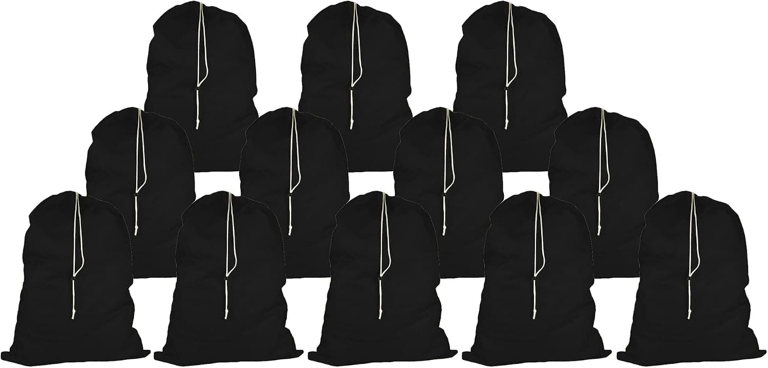 Nylon Laundry Bags, Size: 30" x 40", Pack of 12 bags, for Heavy Duty Use, College Laundry Bags, Laundromats and Household Storage, machine washable, Made in the USA (color Black)