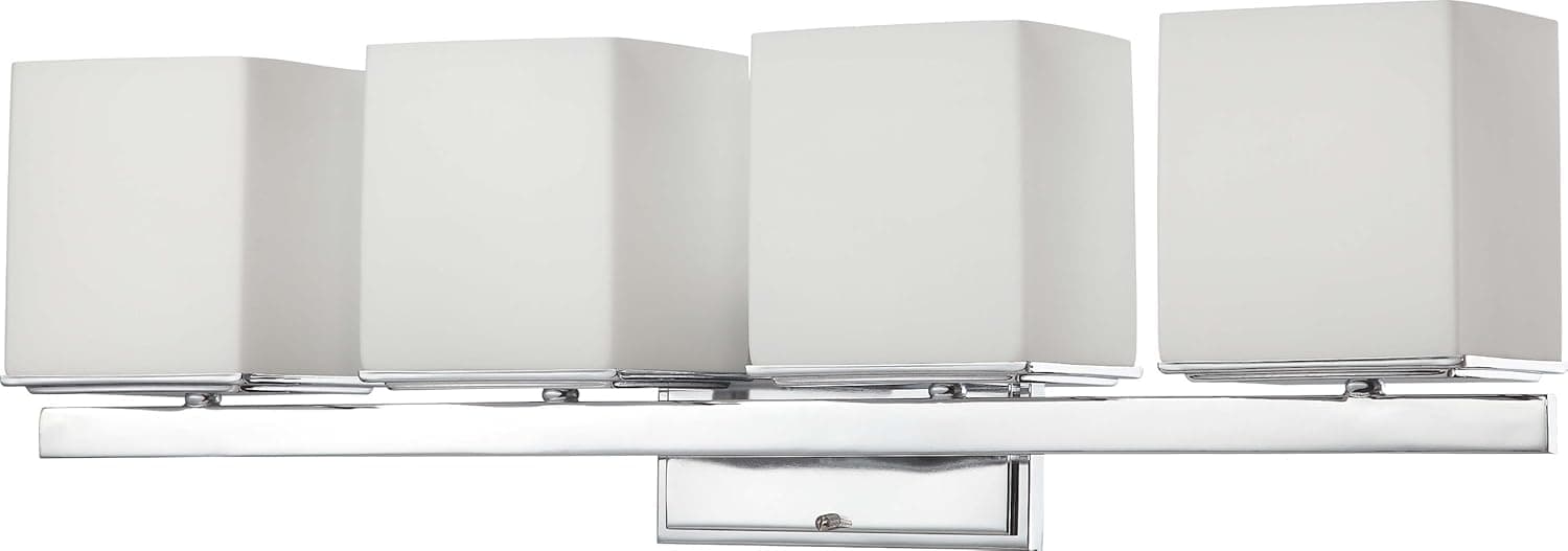 Nuvo Lighting 60/4084 Four Vanity Bento Light Fixture, Unknown, Satin White/Polished Chrome