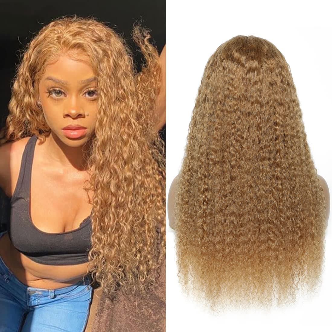#27 Human Hair Wig Lace Front Pre Plucked With Baby Hair Bleached Knots Glueless Curly Wave Wig For Women Transparent Lace 130% Density 9A Grade Brazilian Natural Virgin Hair 4X4 Free Part Wig 12 inch