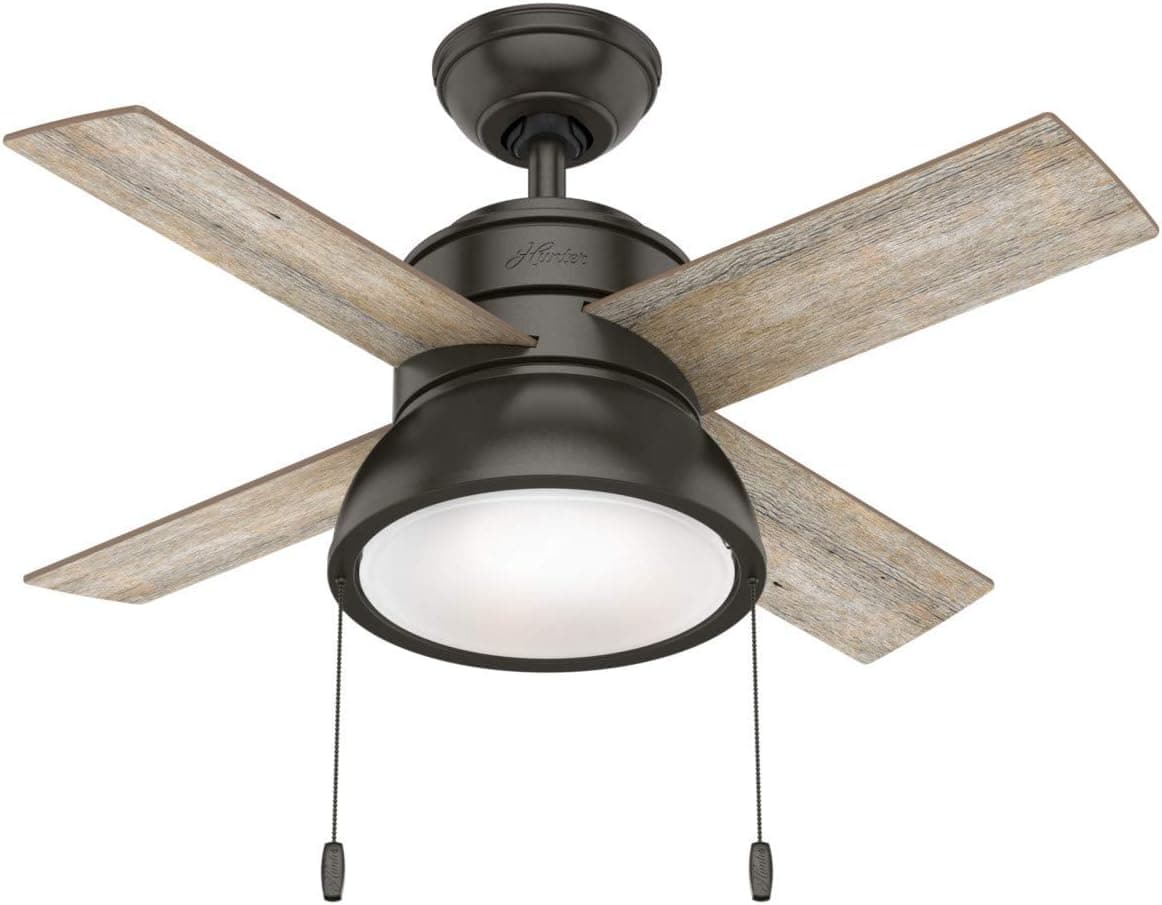 Hunter Loki Indoor with LED Light with Pull Chain Control, 36", Noble Bronze (Renewed)