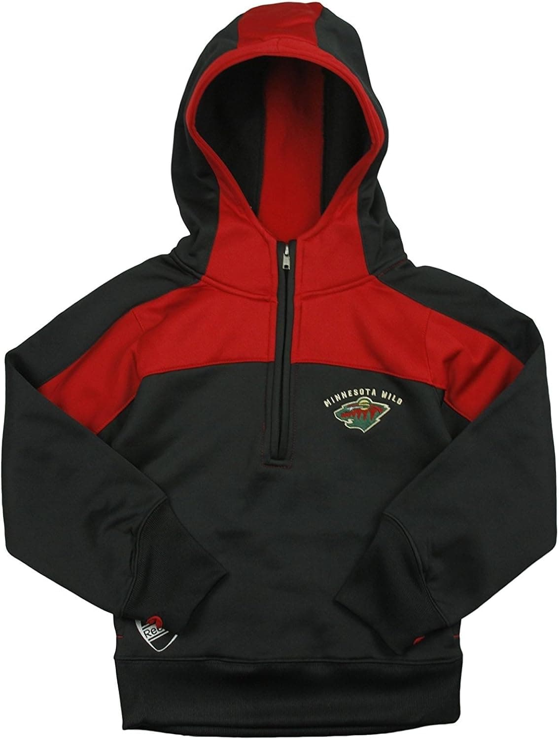 NHL Minnesota Wild Big Girls Youth Active Half Zip Pullover Hoodie - Black/Red