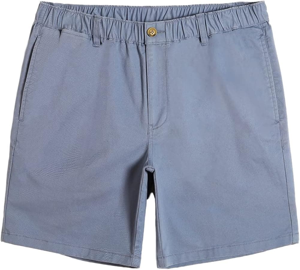 maamgic Men's Classic-fit 7" Cotton Casual Shorts Elastic Waistband with Multi-Pocket Daily Wear Walking Summer Outfit