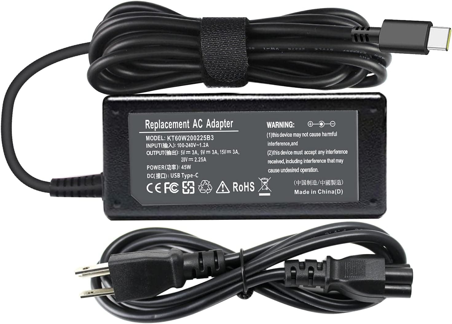 45W USB-C Type C Charger Adapter for Acer Chromebook Spin 15 13 11 315 713 311 314 R13 CB315 CP315 CP311 CB311 CP713 C933 CB5-312 CB5-312T R721 R751T Tab 10 SF713 SP714 N16Q12 N17Q5 N18Q1 N15Q13