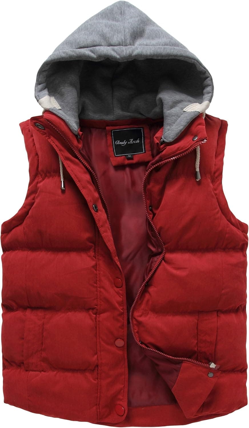 Cloudy Arch Women's Winter Outwear Vest Detachable Hood Waistcoat(Wine Red,S)