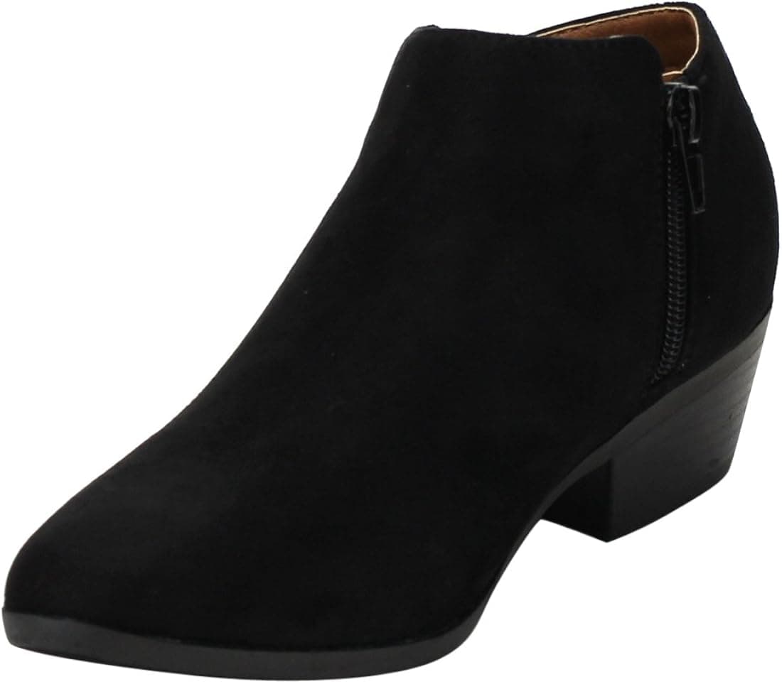 Bella Marie Bradee-07 Women's Side Zip Stacked Block Heel Ankle Booties
