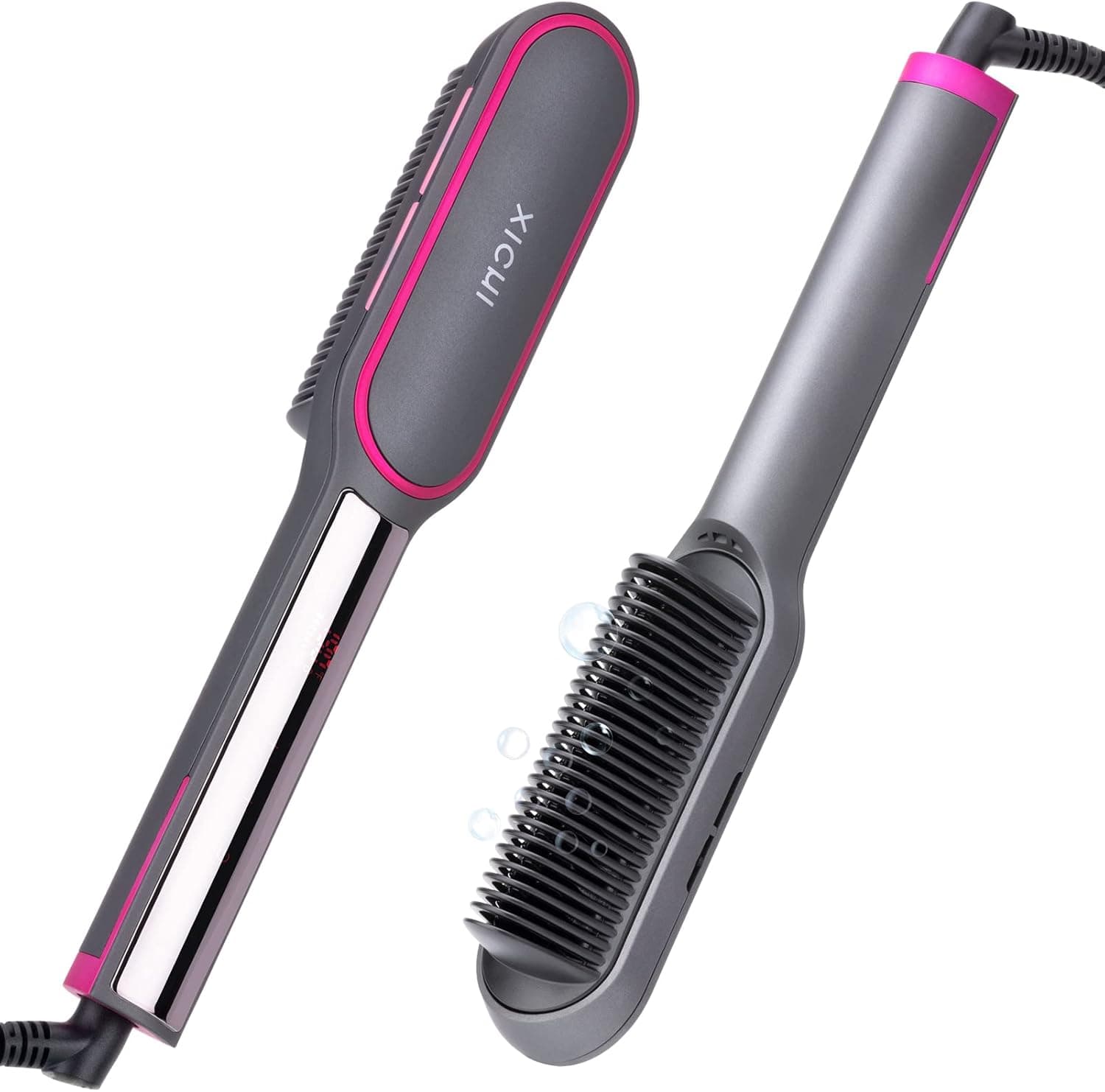 Hair Straightener Brush, Iron with Ionic Infrared Repair Straightening Brush, 3-in-1 Straightener with 13 Temp Settings & 30s Fast Heating & LCD Display & Anti-Scald & Auto-Off Safe for Home Salon