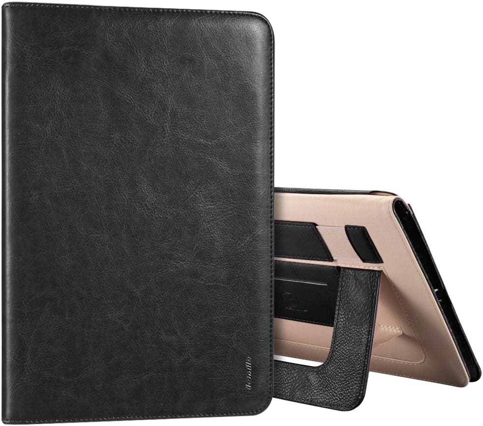 iPad Air Case, iVAPO Colorful Leather Case Cover Stand Feature, Card Slot Folio Flip Case for iPad Air/ iPad 5th gen with Automatic Wake / Sleep Function and Elastic Hand Strap (Black)