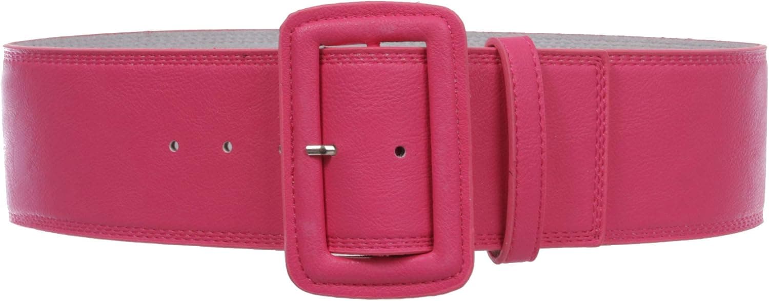 beltiscool Women's 3" Wide High Waist Fashion Stitch Rectangular Leather Belt