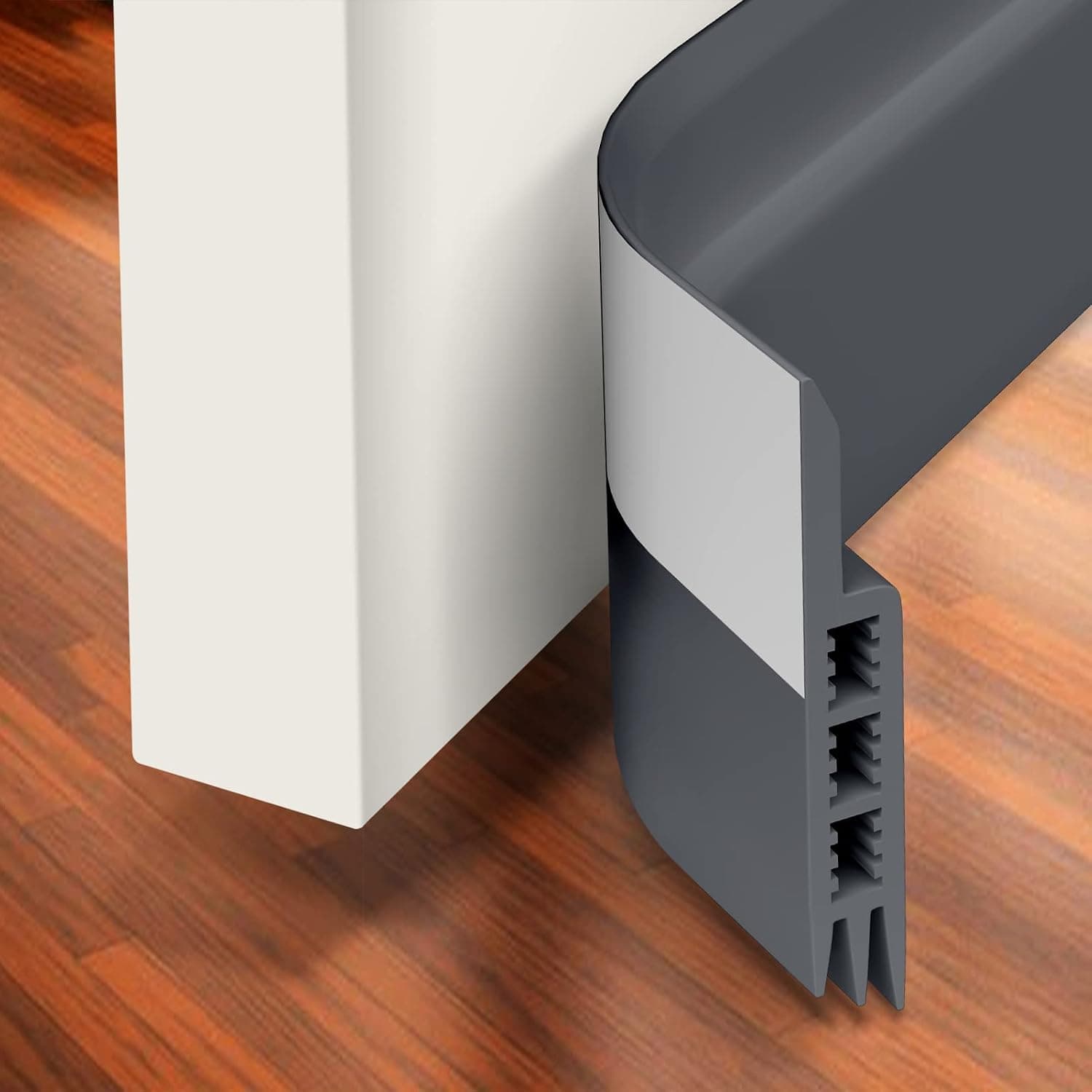 Holikme Door Draft Stopper Under Door Draft Blocker Insulator Door Sweep Weather Stripping Strong Adhesive Noise Stopper 39" Length Grey