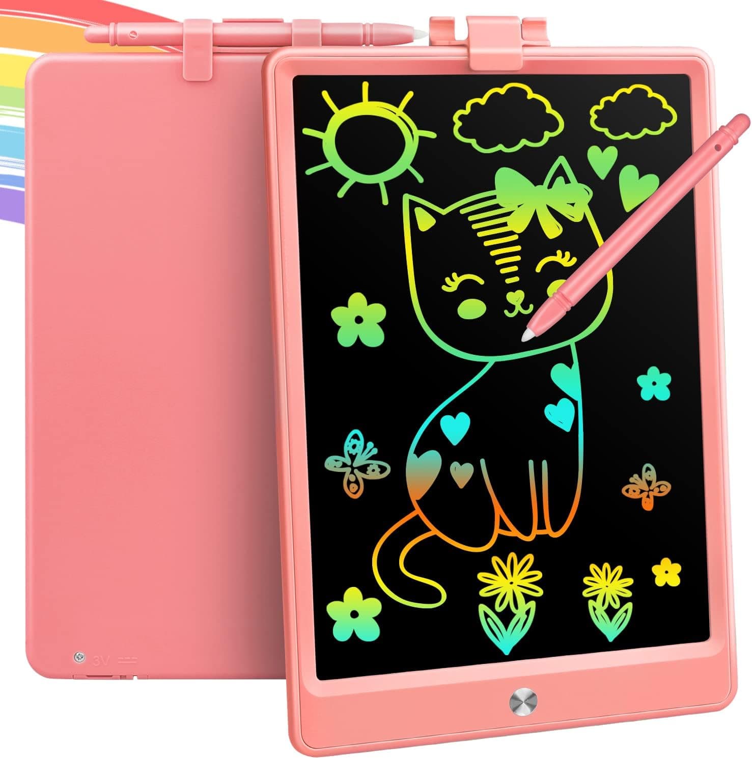 11 Inch LCD Writing Tablet Toys for 3 4 5 6 7 8 Year Old Boys Girls Gifts, Colorful Drawing Board Writing Doodle Pad, Portable Scribbler Boards Educational Toys Gifts for Kids Learning (Pink)