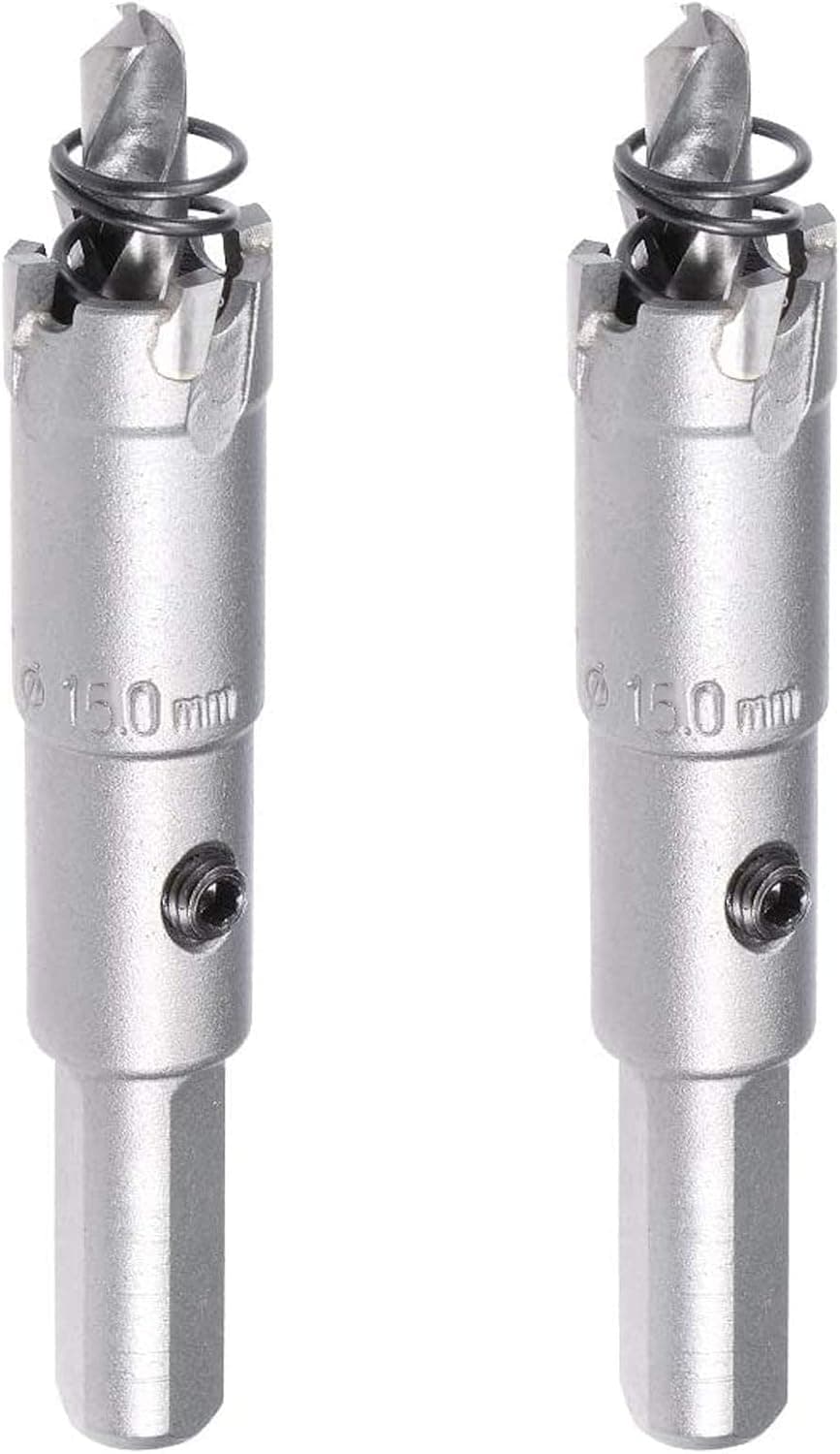 15mm Carbide Hole Saw Cutter Drill Bit Tooth Tipped TCT Hole Cutter Alloy Gray（2Pcs)