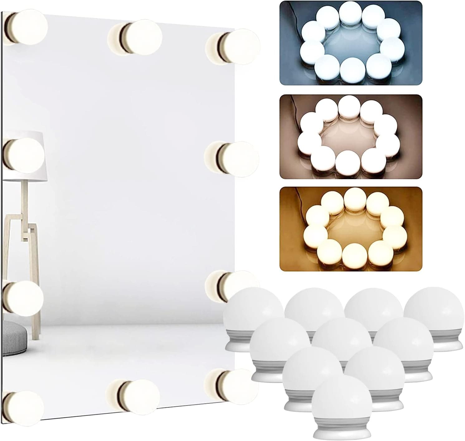 Assemer Led Vanity Mirror Lights Kit with Dimmable Light Bulbs,Vanity Lights for Makeup Vanity Table Dressing Room