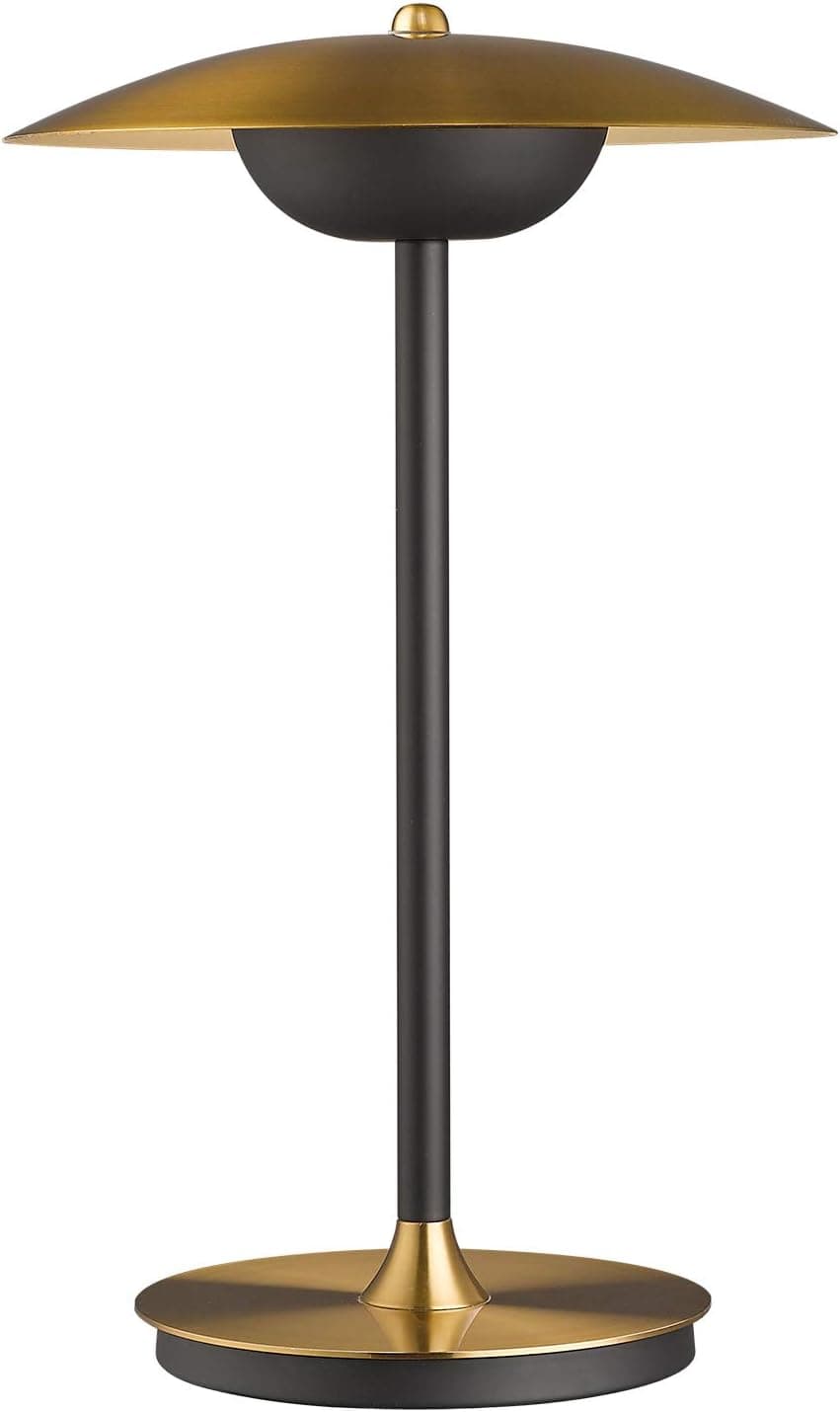 LMS Modern LED Gold Table Lamp, Brushed Gold Desk Lamp with On/Off Switch, 9W 3000K Warm Modern LED Nightstand Light Work Lamp for Bedroom,Living Room, Office, LMS-007-YT
